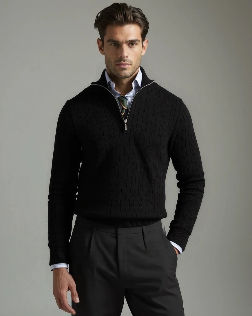 Perfecto | Jersey color crudo texturizado con media cremallera