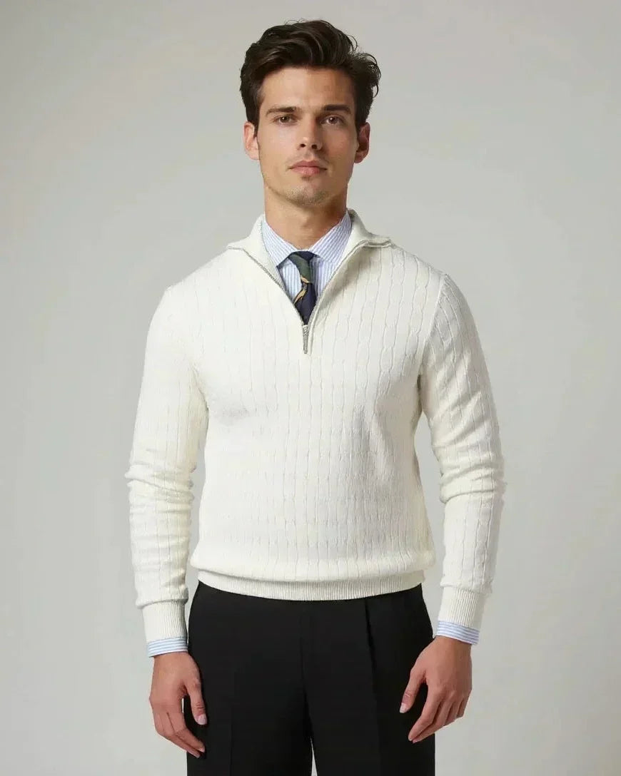 Perfecto | Jersey color crudo texturizado con media cremallera