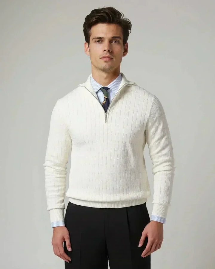 Perfecto | Jersey color crudo texturizado con media cremallera