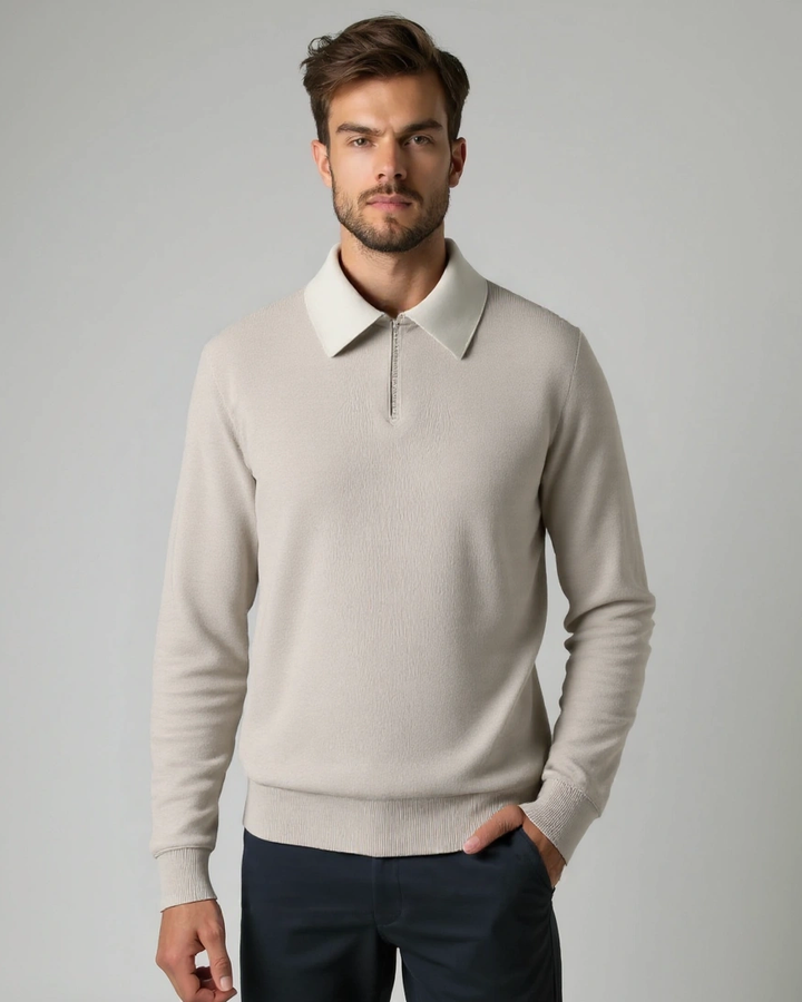 Policarpo | Jersey polo de punto gris claro