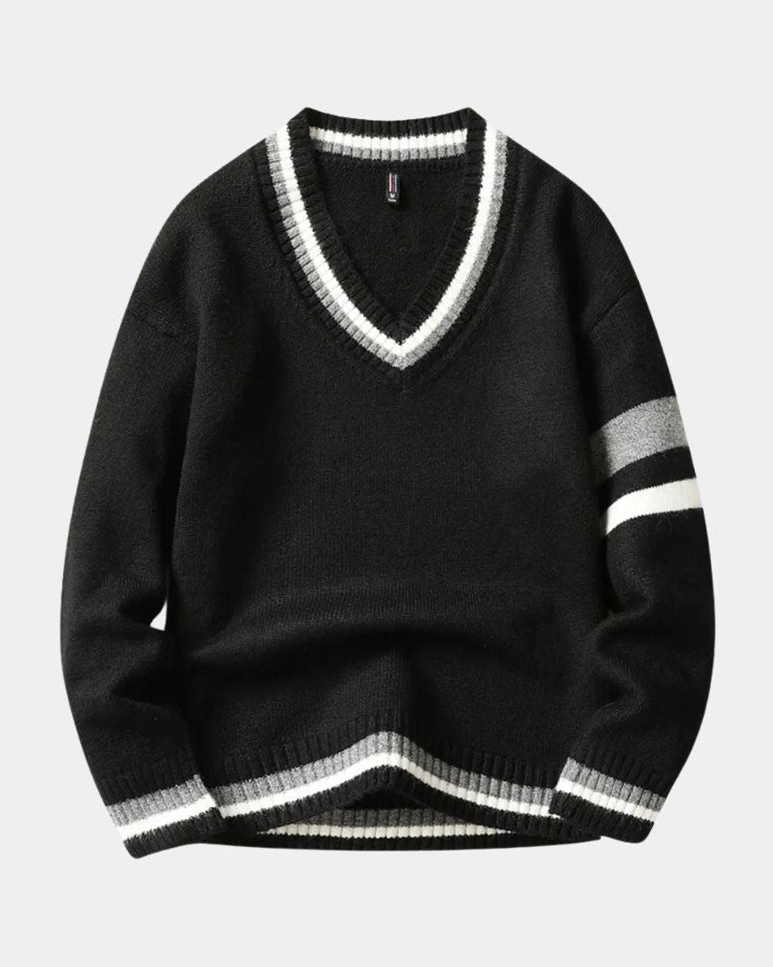 Prudencio | Jersey negro con cuello de pico