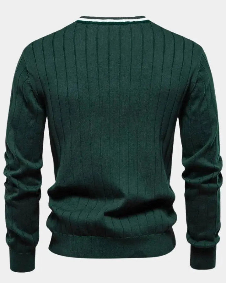 Quintín | Cárdigan verde con cuello de pico y botones
