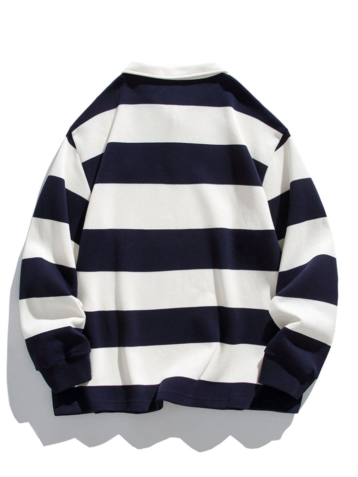 Rafael | Sudadera polo de rayas anchas con textura gofre