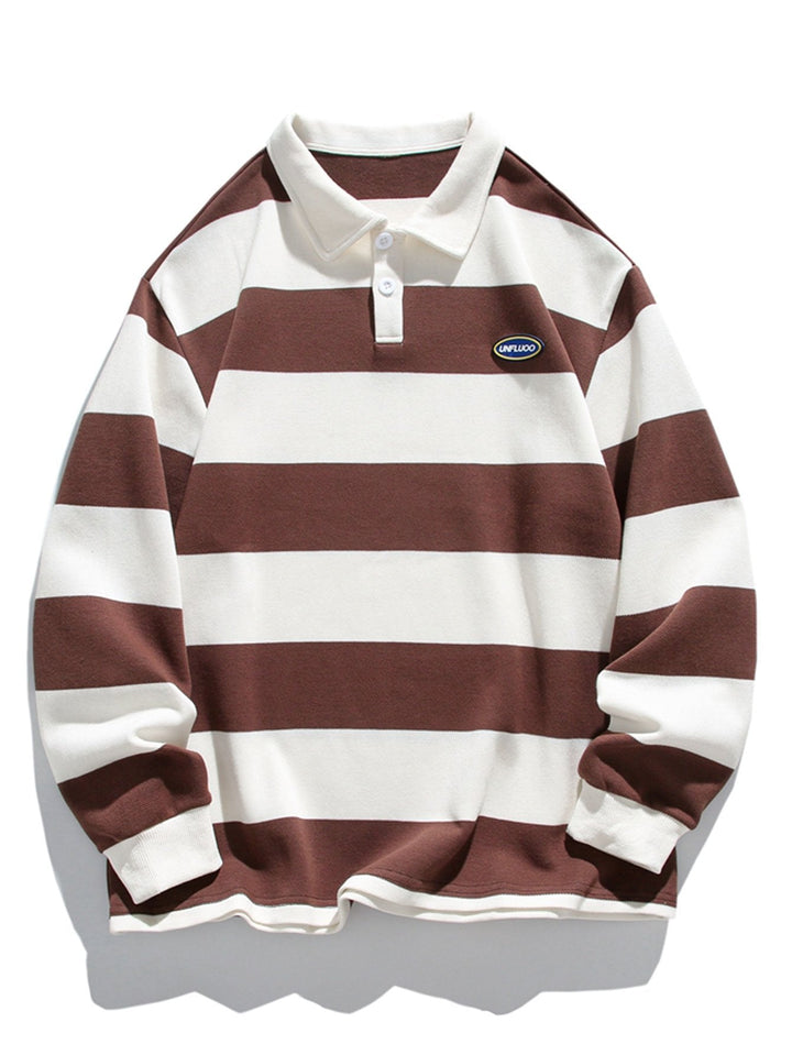 Rafael | Sudadera polo de rayas anchas con textura gofre