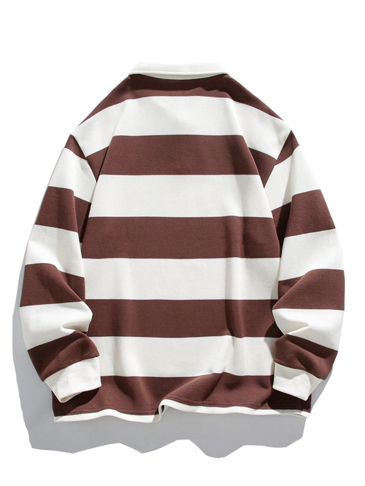 Rafael | Sudadera polo de rayas anchas con textura gofre