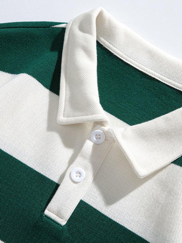 Rafael | Sudadera polo de rayas anchas con textura gofre