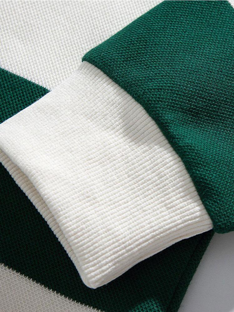 Rafael | Sudadera polo de rayas anchas con textura gofre