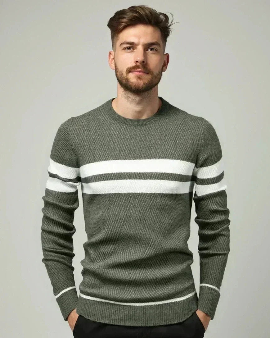Ramiro | Jersey verde de rayas con cuello redondo