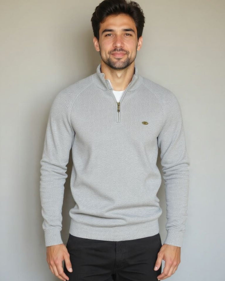 Ramón | Jersey gris claro con media cremallera