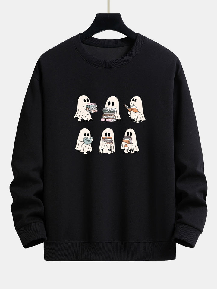 Raúl | Sudadera con estampado de fantasma lector y corte relajado