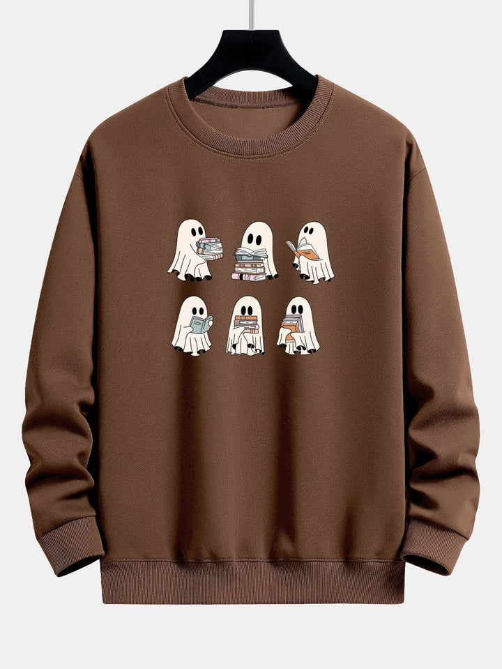 Raúl | Sudadera con estampado de fantasma lector y corte relajado