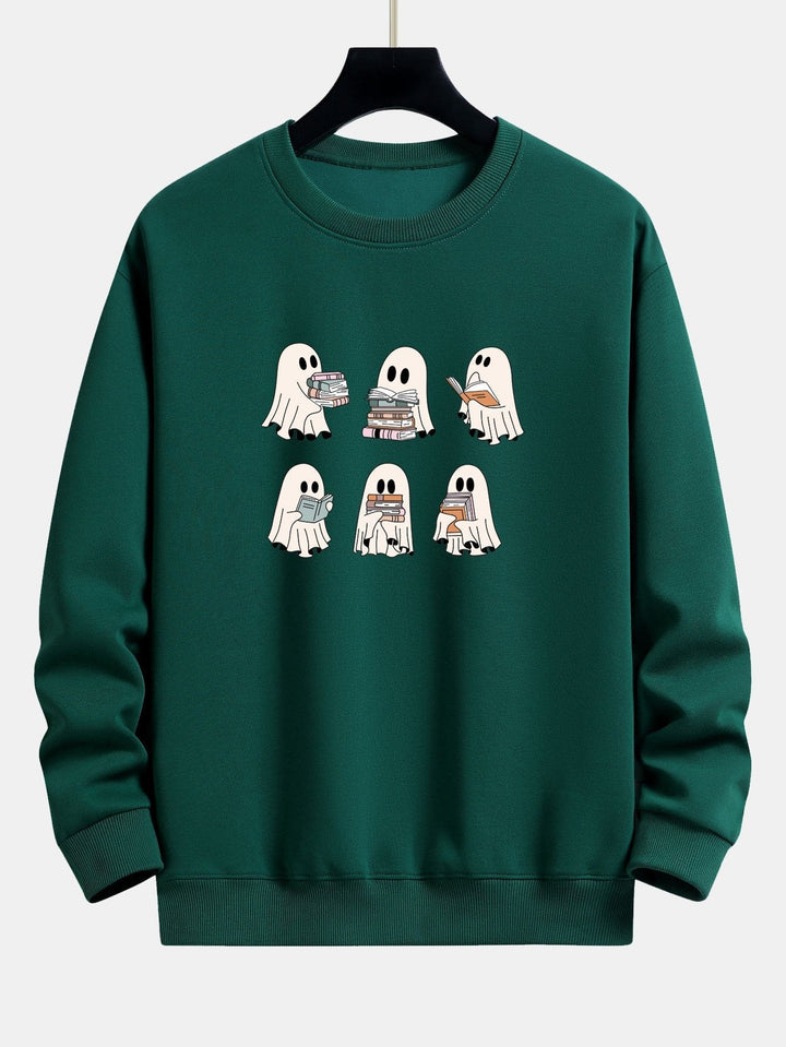 Raúl | Sudadera con estampado de fantasma lector y corte relajado