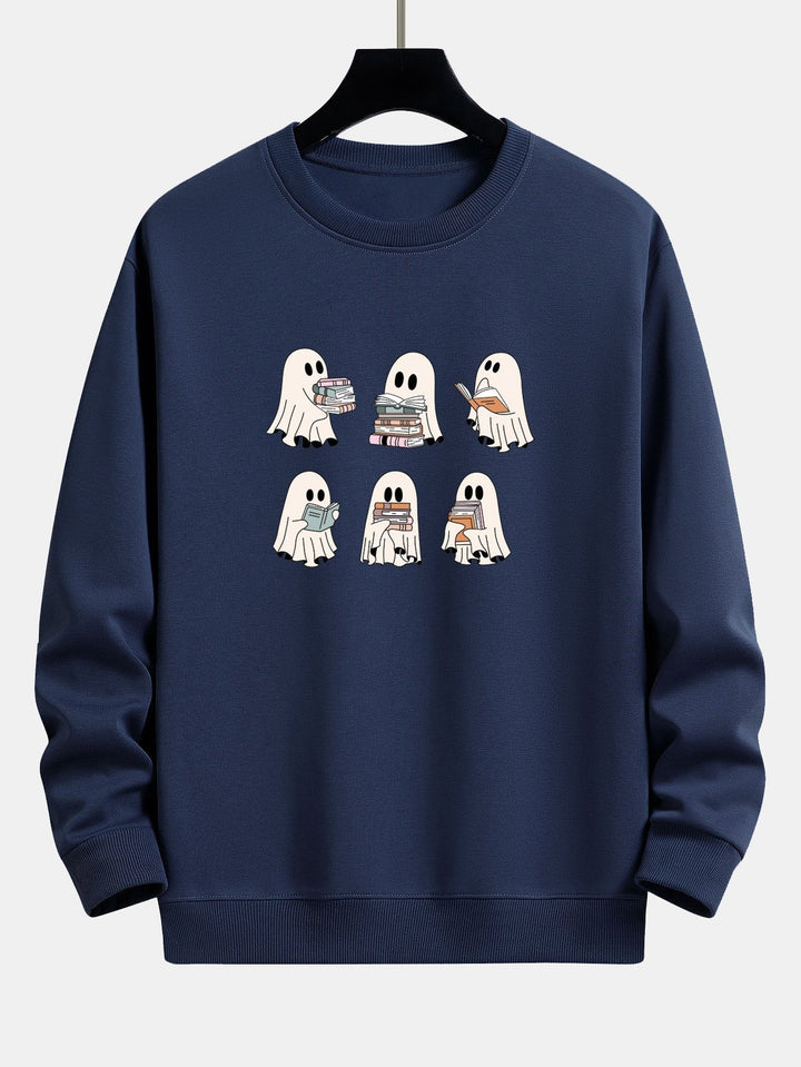 Raúl | Sudadera con estampado de fantasma lector y corte relajado