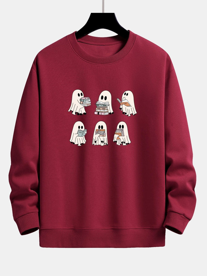Raúl | Sudadera con estampado de fantasma lector y corte relajado