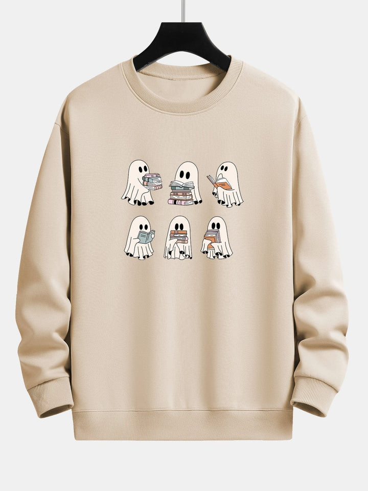 Raúl | Sudadera con estampado de fantasma lector y corte relajado