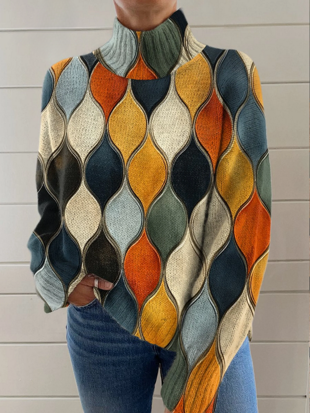 Remedios | Jersey de cuello alto con estampado abstracto