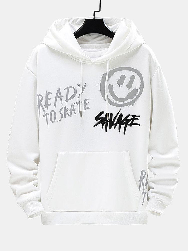 Renato | Sudadera con capucha con estampado de smileys y graffiti
