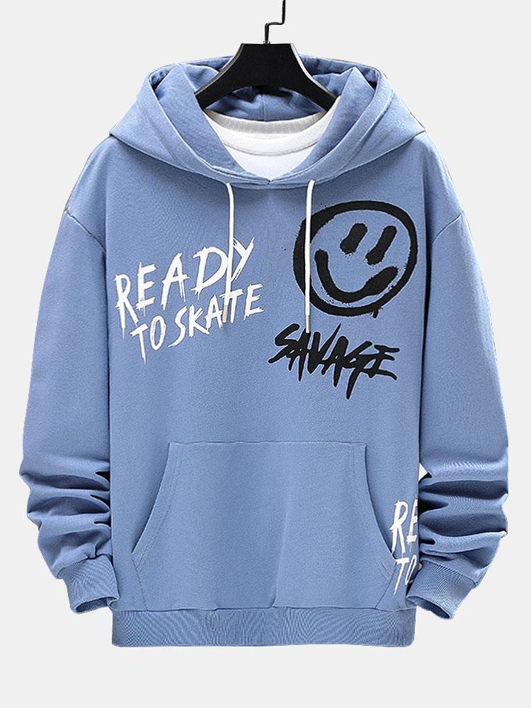 Renato | Sudadera con capucha con estampado de smileys y graffiti