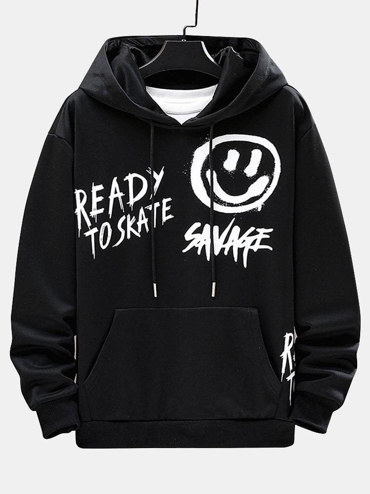 Renato | Sudadera con capucha con estampado de smileys y graffiti
