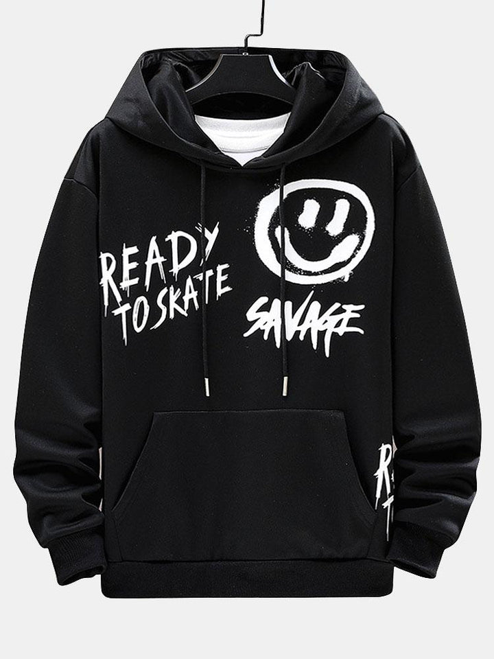 Renato | Sudadera con capucha con estampado de smileys y graffiti