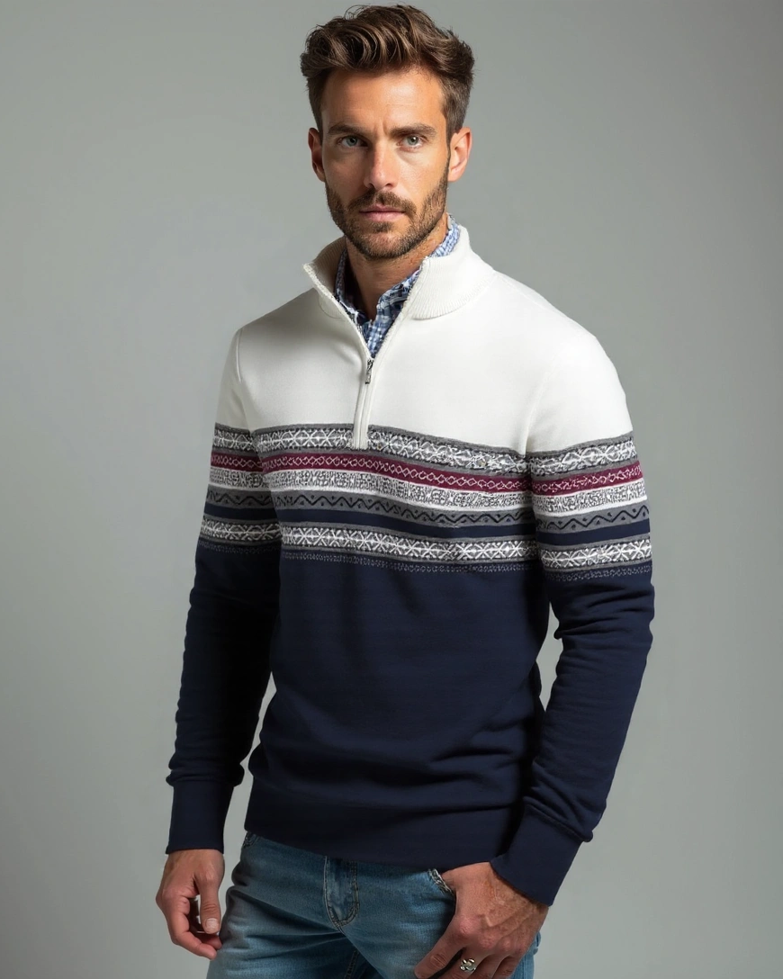 Romualdo | Jersey estampado con media cremallera