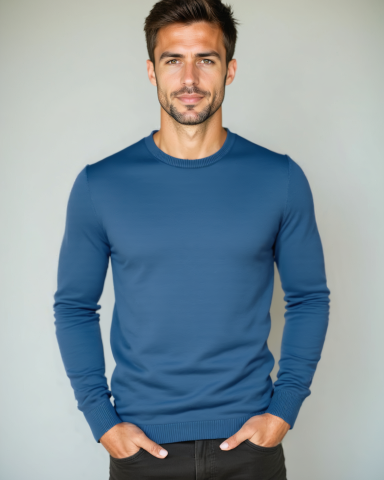 Salomón | Jersey azul con cuello redondo