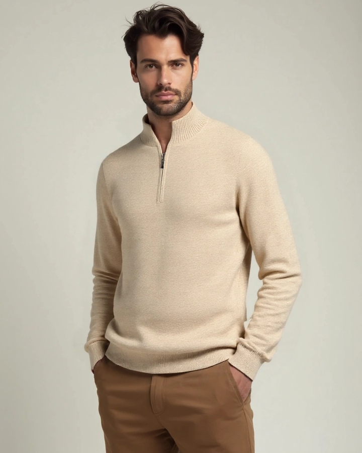 Santiago | Jersey color crudo con media cremallera