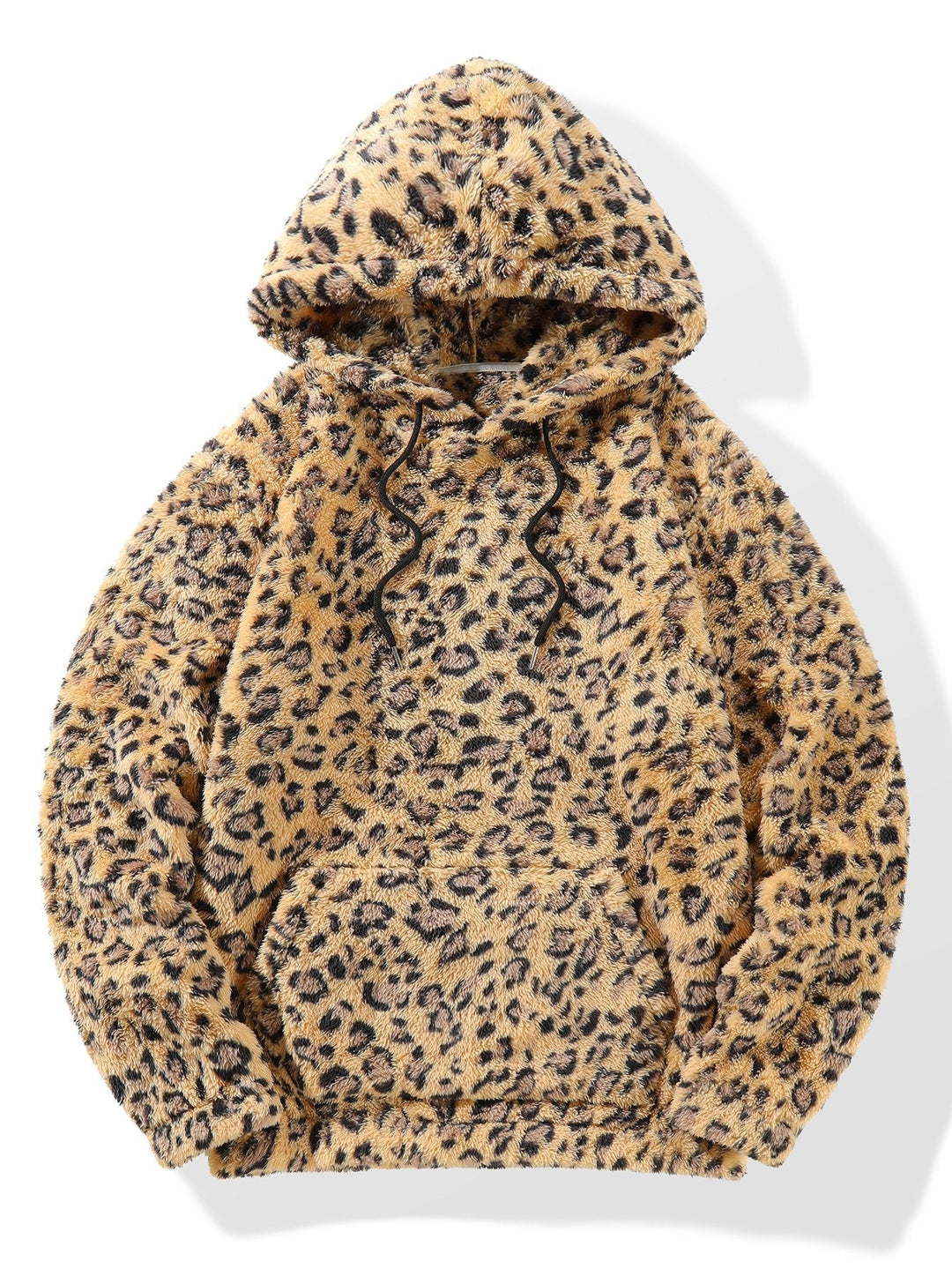 Sebastián | Sudadera con capucha de pelo sintético con estampado de leopardo