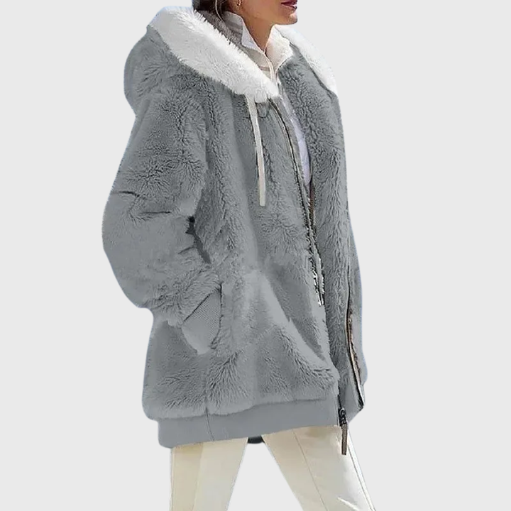 Sofía | Chaqueta polar con capucha de pelo