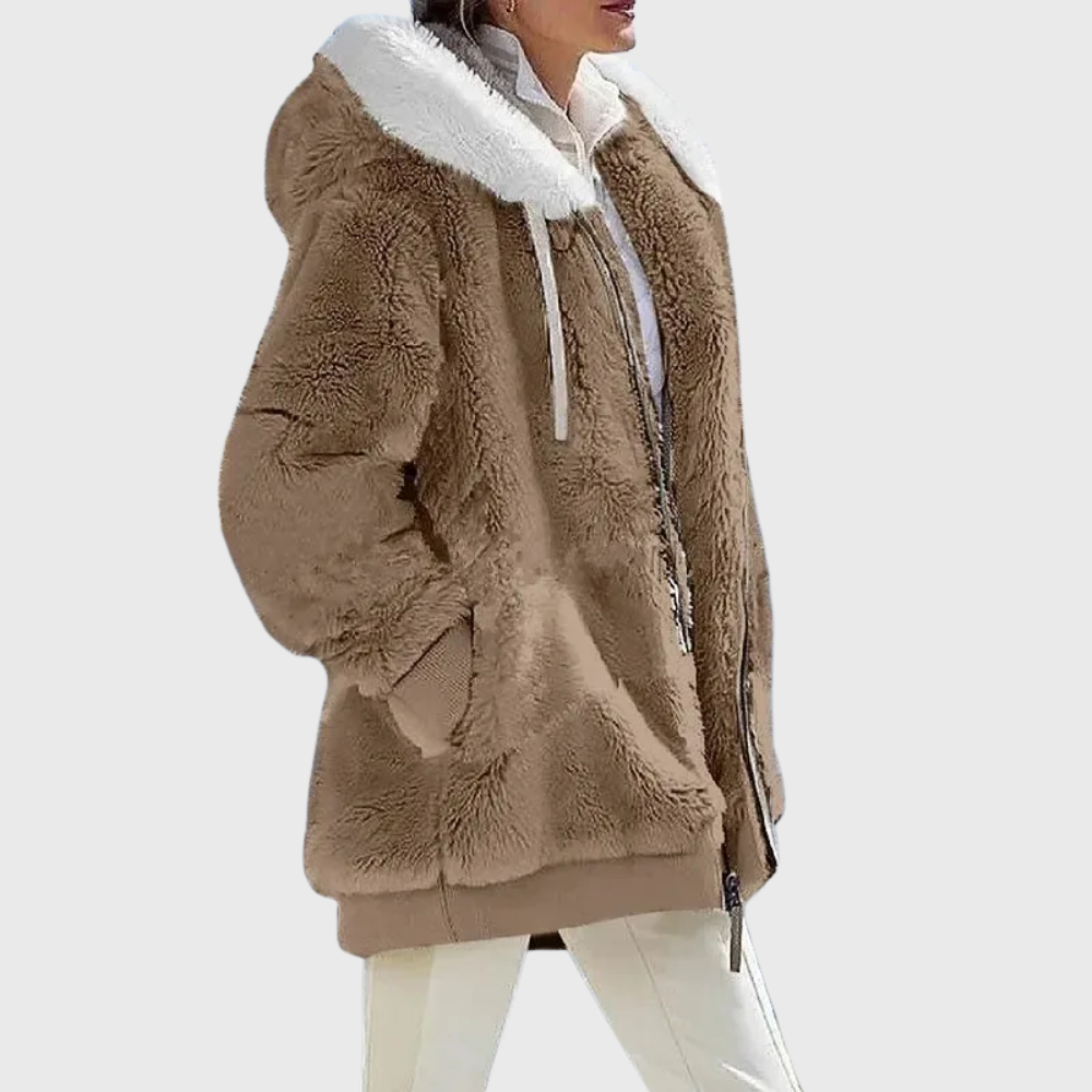 Sofía | Chaqueta polar con capucha de pelo