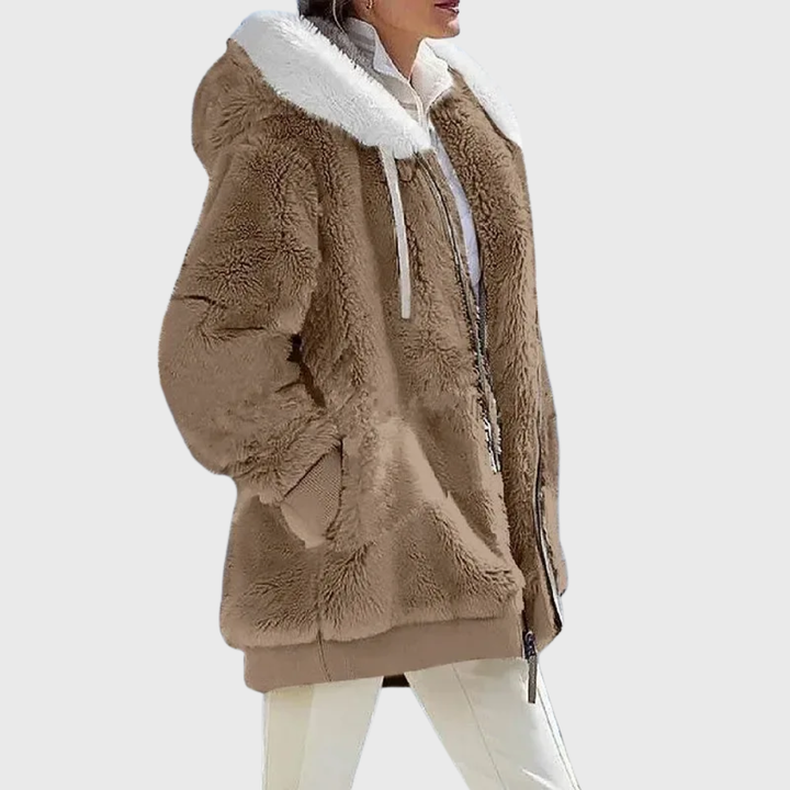 Sofía | Chaqueta polar con capucha de pelo