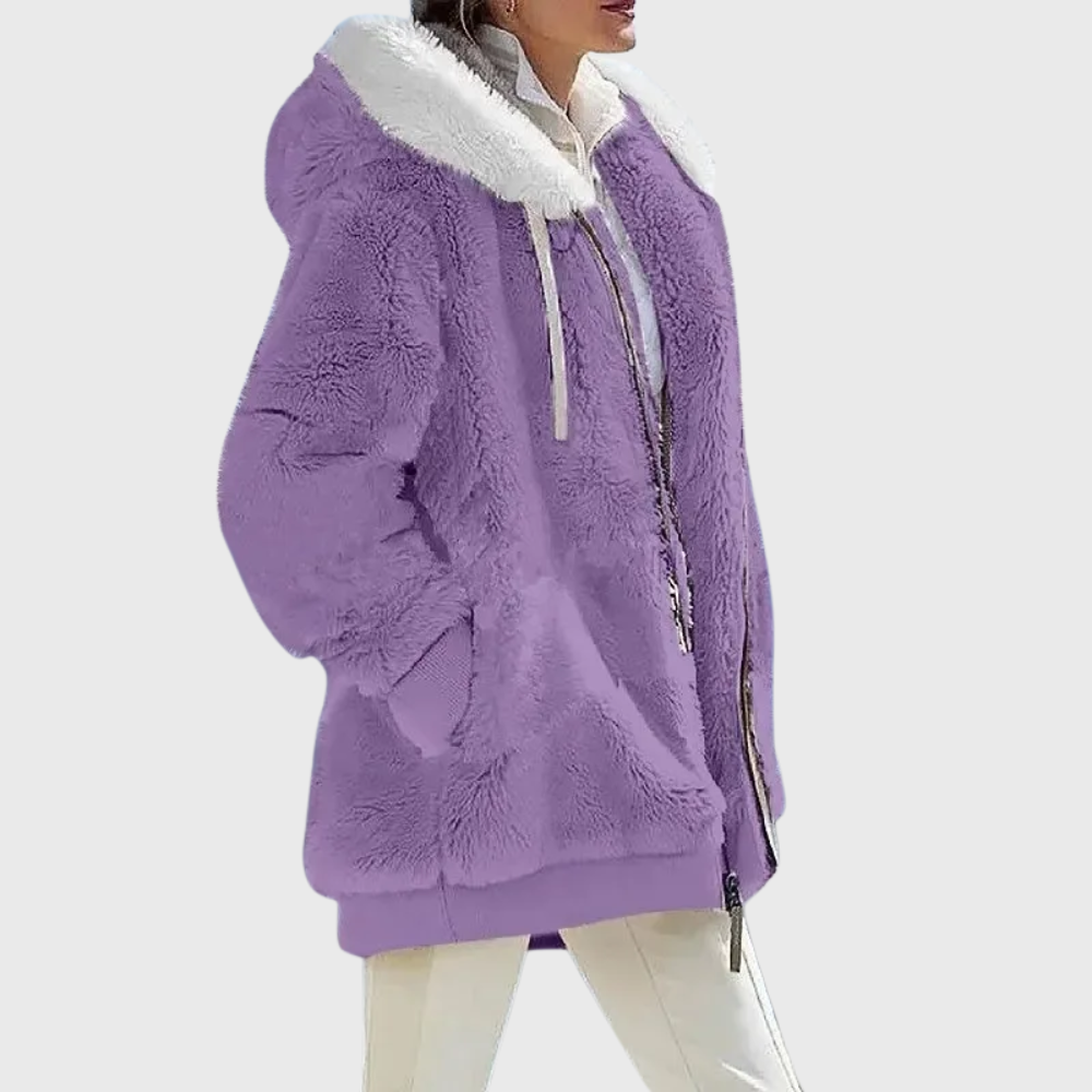 Sofía | Chaqueta polar con capucha de pelo