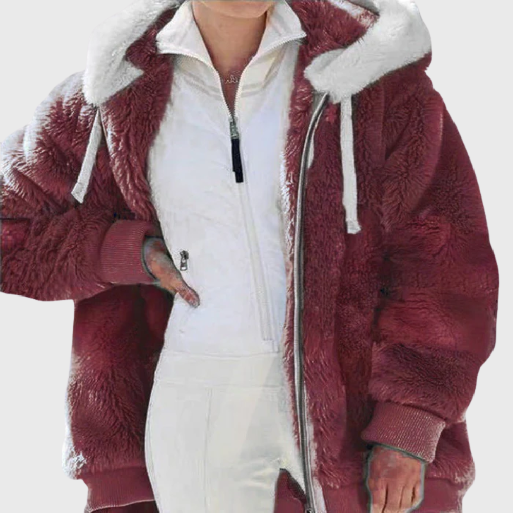 Sofía | Chaqueta polar con capucha de pelo