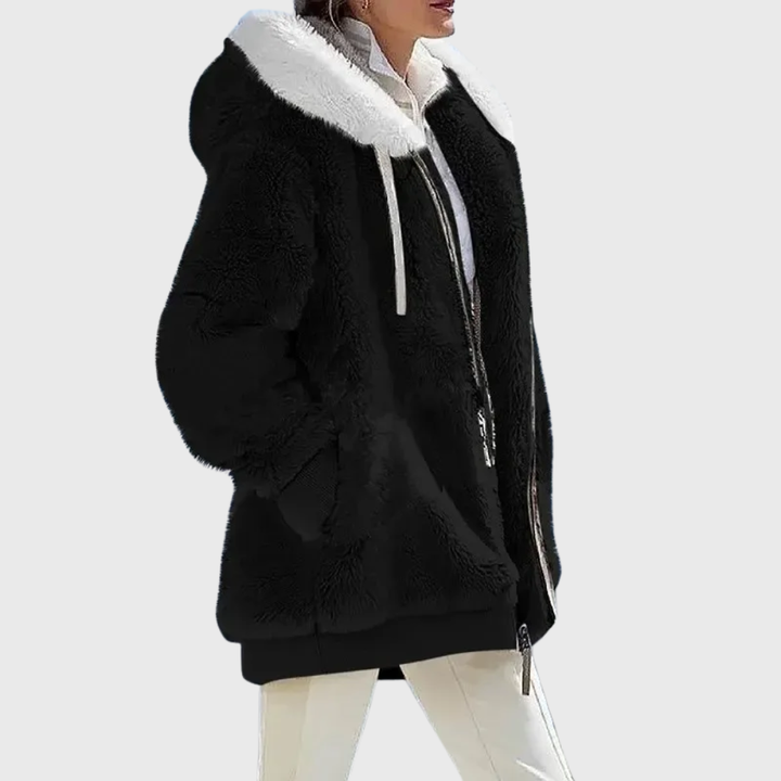 Sofía | Chaqueta polar con capucha de pelo