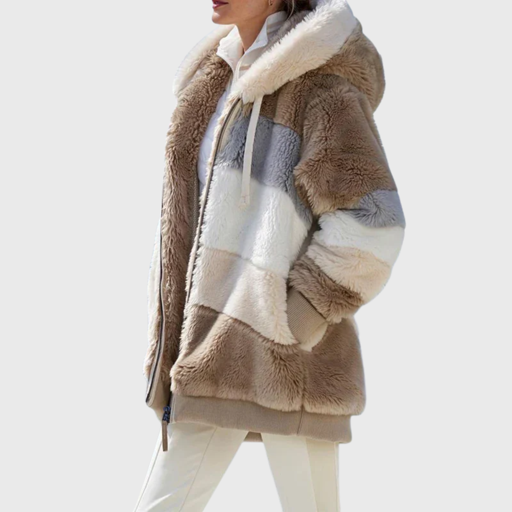 Sofía | Chaqueta polar con capucha de pelo