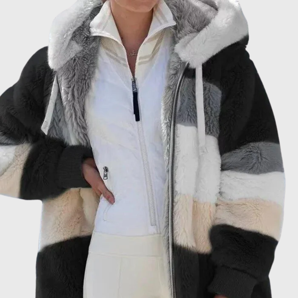 Sofía | Chaqueta polar con capucha de pelo