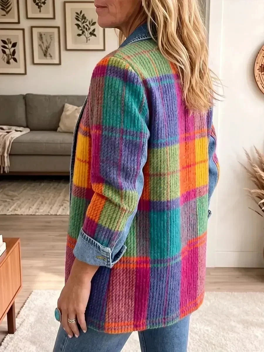 Soledad | Chaqueta vaquera con patchwork a cuadros