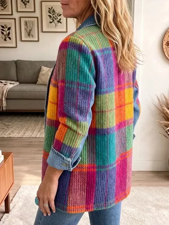 Soledad | Chaqueta vaquera con patchwork a cuadros