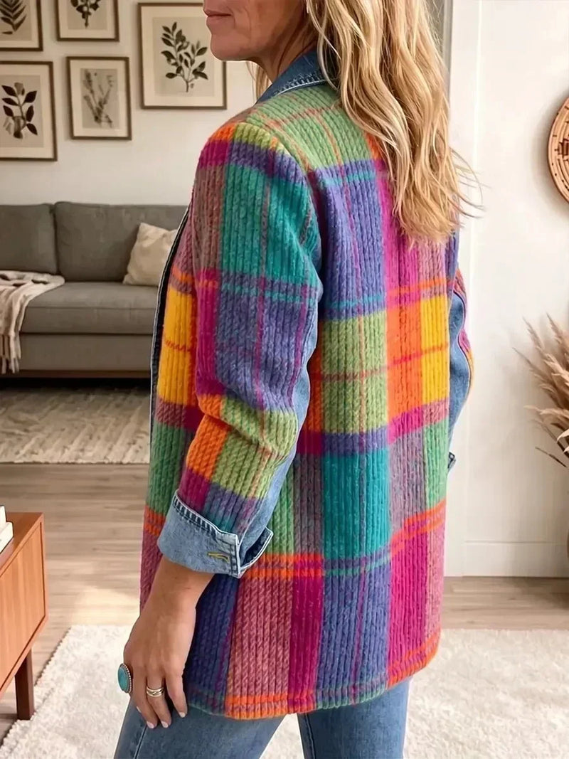 Soledad | Chaqueta vaquera con patchwork a cuadros