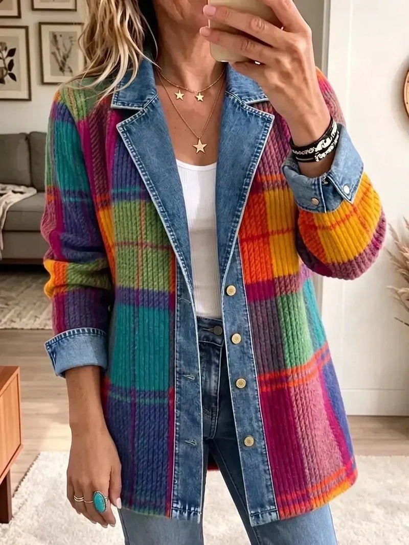 Soledad | Chaqueta vaquera con patchwork a cuadros