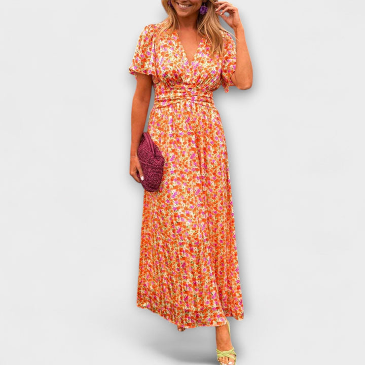 Ariadna | Vestido maxi clásico con escote en pico