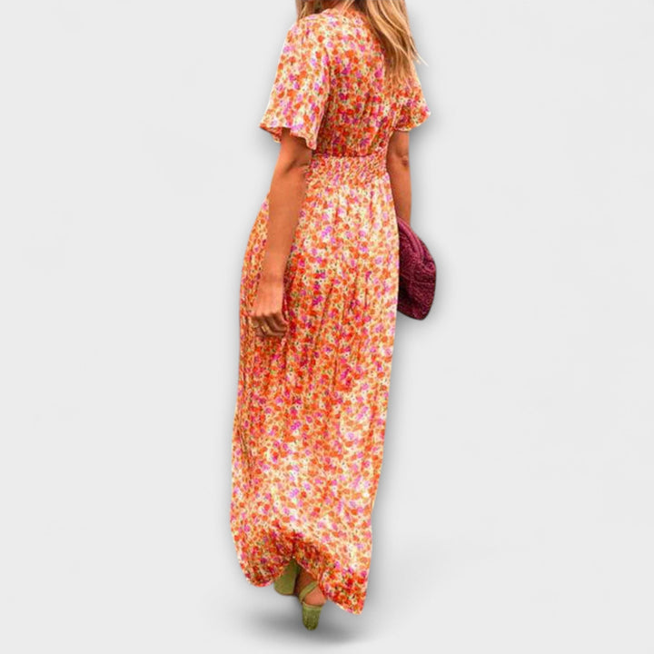 Ariadna | Vestido maxi clásico con escote en pico