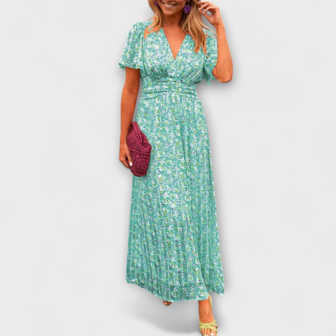 Ariadna | Vestido maxi clásico con escote en pico