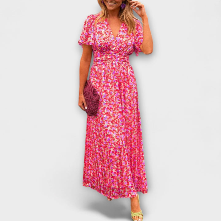 Ariadna | Vestido maxi clásico con escote en pico