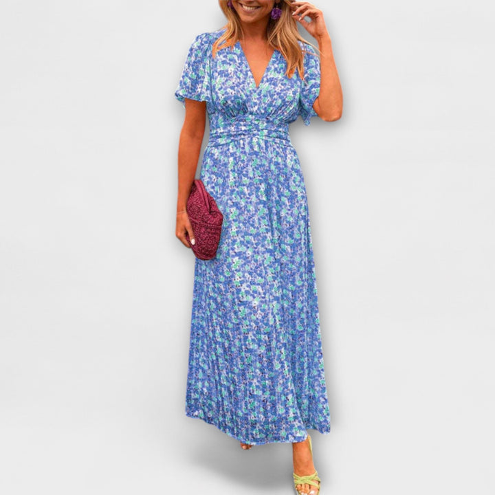 Ariadna | Vestido maxi clásico con escote en pico