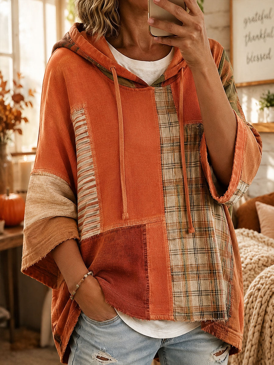 Irene | Sudadera patchwork de autor con capucha