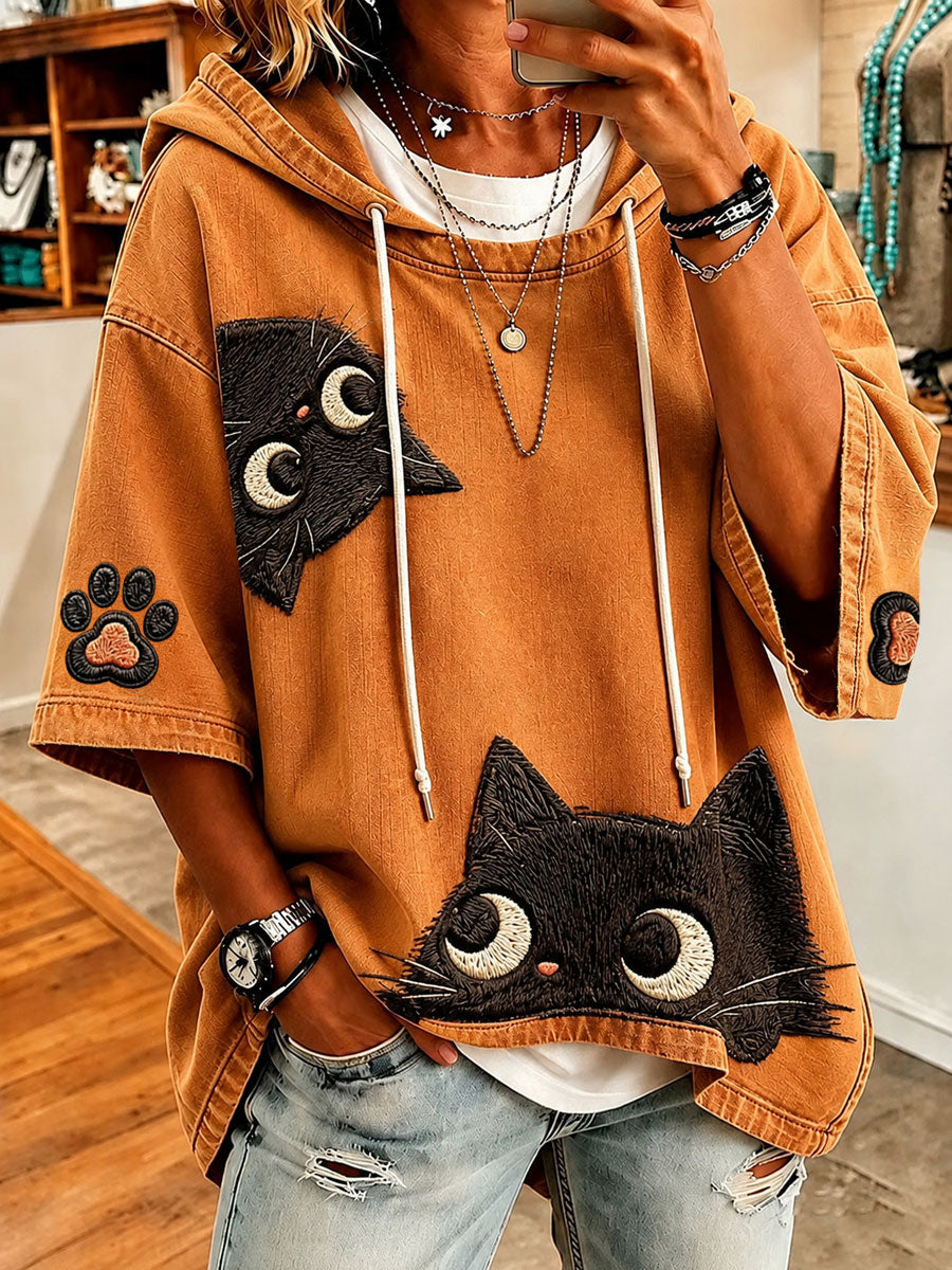 Julia | Sudadera con capucha y estampado de gato