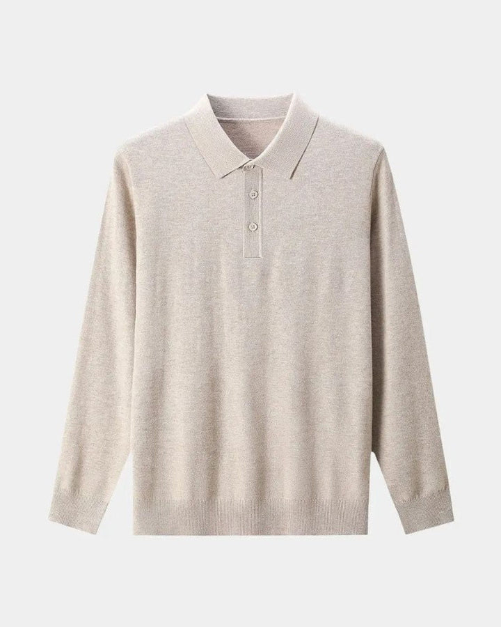 Telmo | Polo de punto gris de manga larga con cuello de cremallera