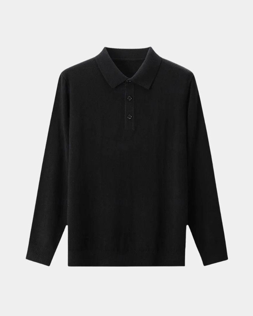 Telmo | Polo de punto gris de manga larga con cuello de cremallera