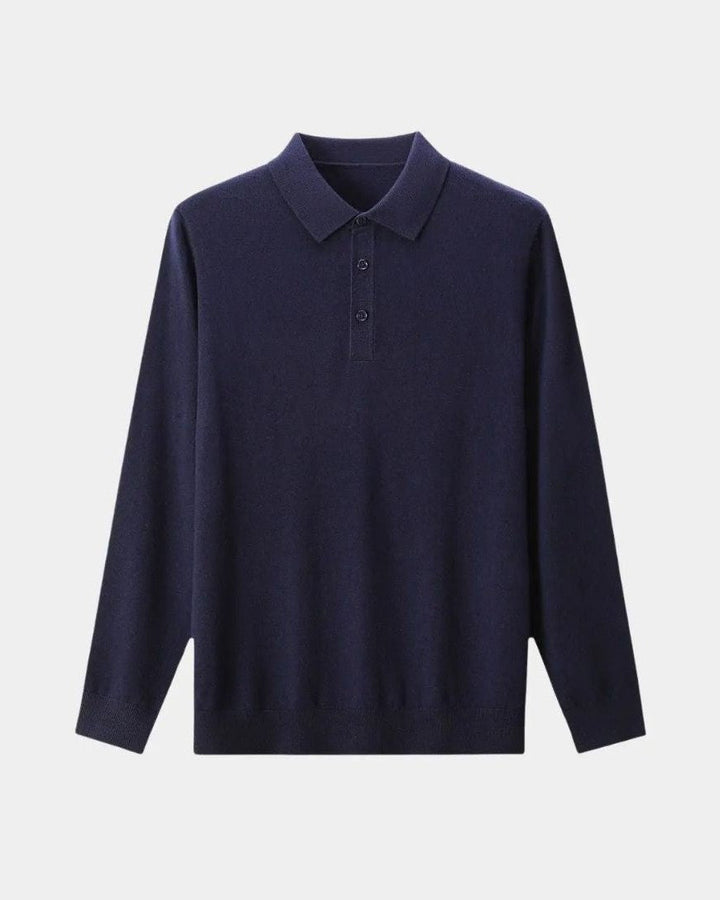 Telmo | Polo de punto gris de manga larga con cuello de cremallera